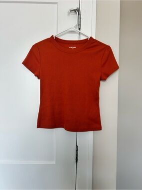 Old Navy Short Sleeve Ribbed Tee in Rusty Burnt Orange